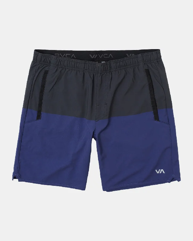 Men's button - fly denim work shorts for durability on the job   Yogger Stretch 17" Athletic Shorts - Imperial Blocked