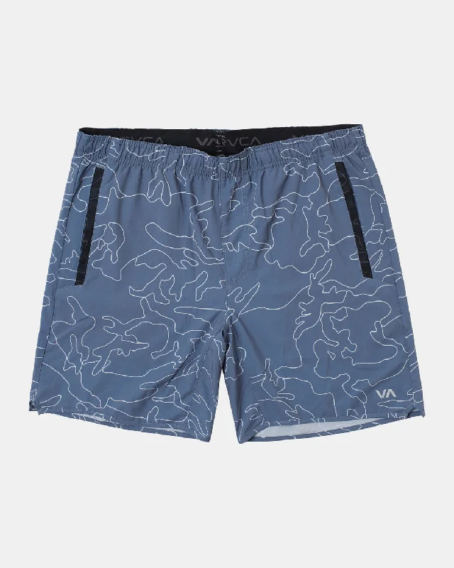 Men's plaid pattern wool blend shorts for a preppy fall style   Yogger Stretch 17" Athletic Shorts - Line Camo Blue Slate