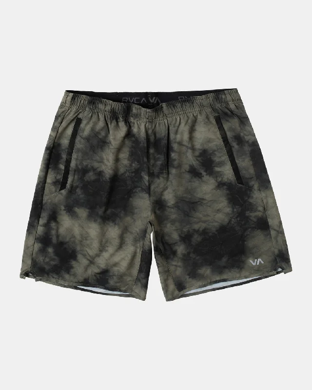 Men's breathable cotton athletic shorts for intense workouts Yogger Stretch 17" Athletic Shorts - Olive Tie Dye