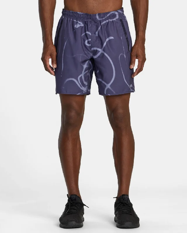 Men's flat - front chino shorts for semi - formal summer events   Yogger Stretch 17" Athletic Shorts - Spary Paint