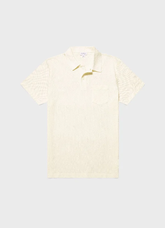 Men's long sleeve classic fit polo shirts with embroidered logosMen's Riviera Polo Shirt in Archive White