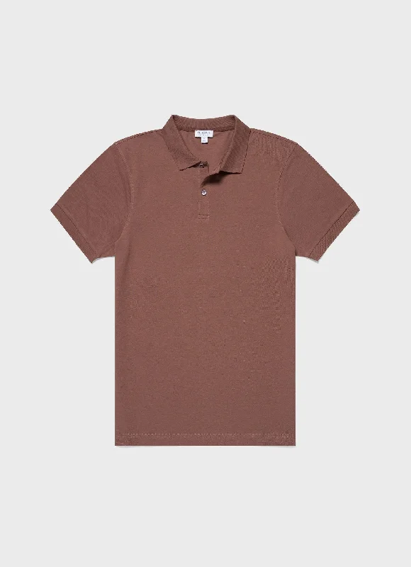 Men's two - tone stripe polo shirts with a preppy styleMen's Piqué Polo Shirt in Brown