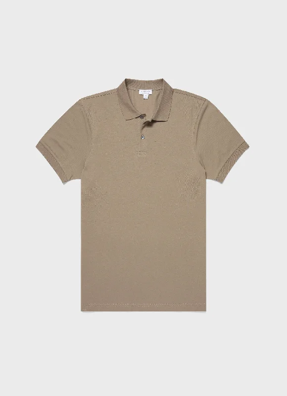 Men's high - collar polo shirts with a modern twistMen's Piqué Polo Shirt in Dark Stone Men's high - collar polo shirts with a modern twistMen's Piqué Polo Shirt in Dark Stone