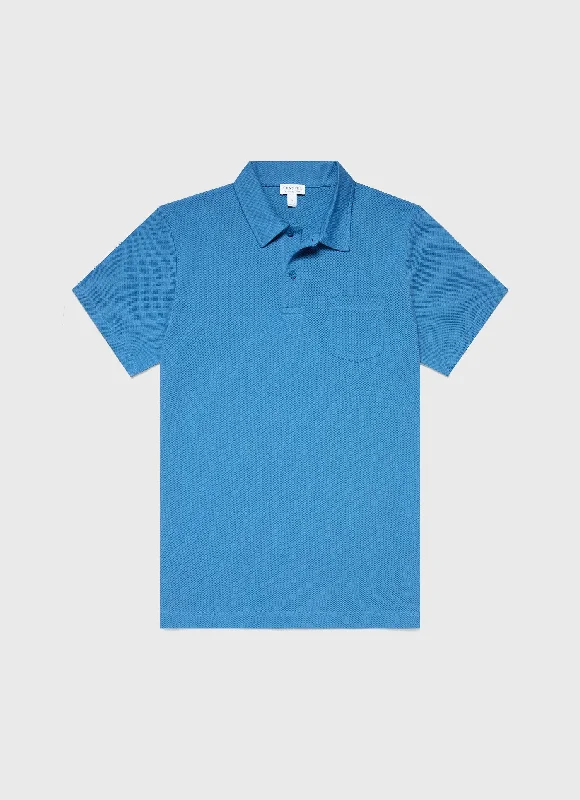 Men's luxury cashmere blend polo shirts in solid colorsMen's Riviera Polo Shirt in Blue Jean