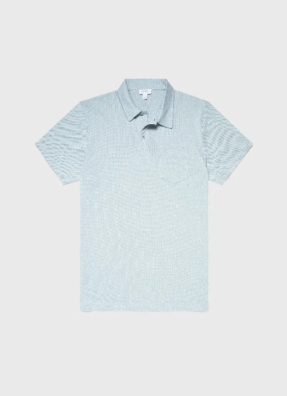 Men's slim fit short sleeve polo shirts with contrast collarsMen's Riviera Polo Shirt in Blue Sage